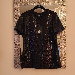 DKNY Sequined Tee Style Top - Price Drop